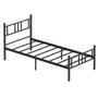 Hanah Home Cama Individual Black 90x200 Metal 100% Negro Alto Cabecero 88cm Profundo 200cm Patas 31.5cm